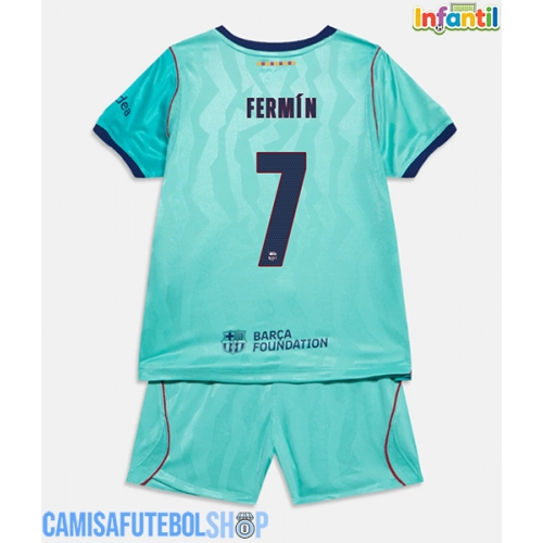Camisa de time de futebol Barcelona Fermin Lopez #7 Replicas 3º Equipamento Infantil 2026-27 Manga Curta (+ Calças curtas)